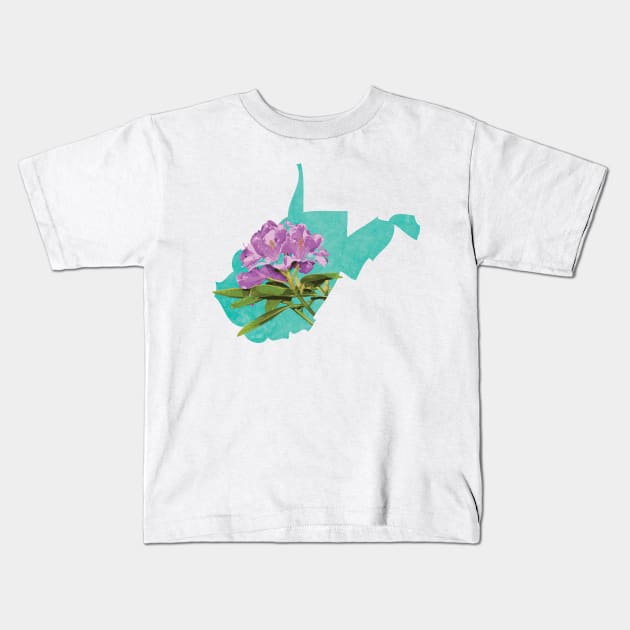 West Virginia Rhododendron Kids T-Shirt by Lavenderbuttons